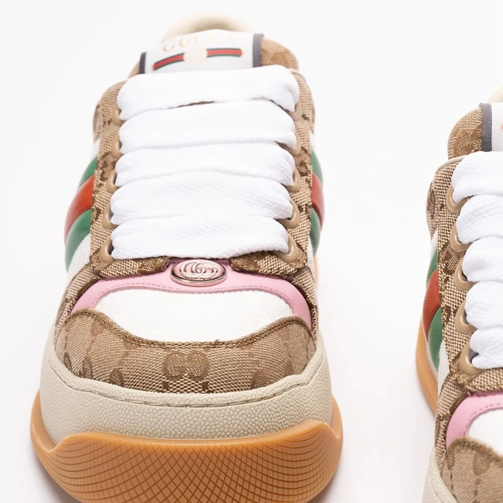 GUCCI Double Screner GG logo web stripe platform sneakers - Picture 4 of 5
